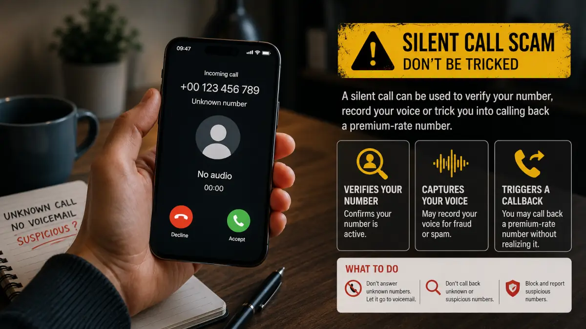 Appel silencieux : numéro actif, voix clonée, surtaxe Appel silencieux : numéro actif, voix clonée, surtaxe